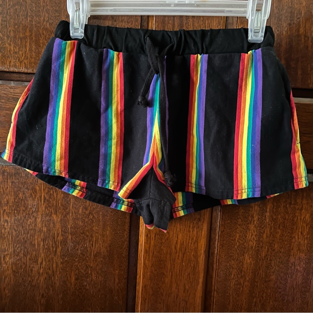 Club EXX Rainbow Pride Drawstring Elastic Waist Shorts Size S